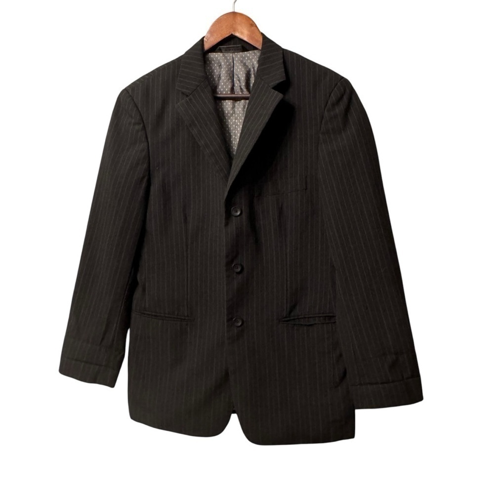 J. Ferrar Black Pinstripe Blazer Suit Jacket
